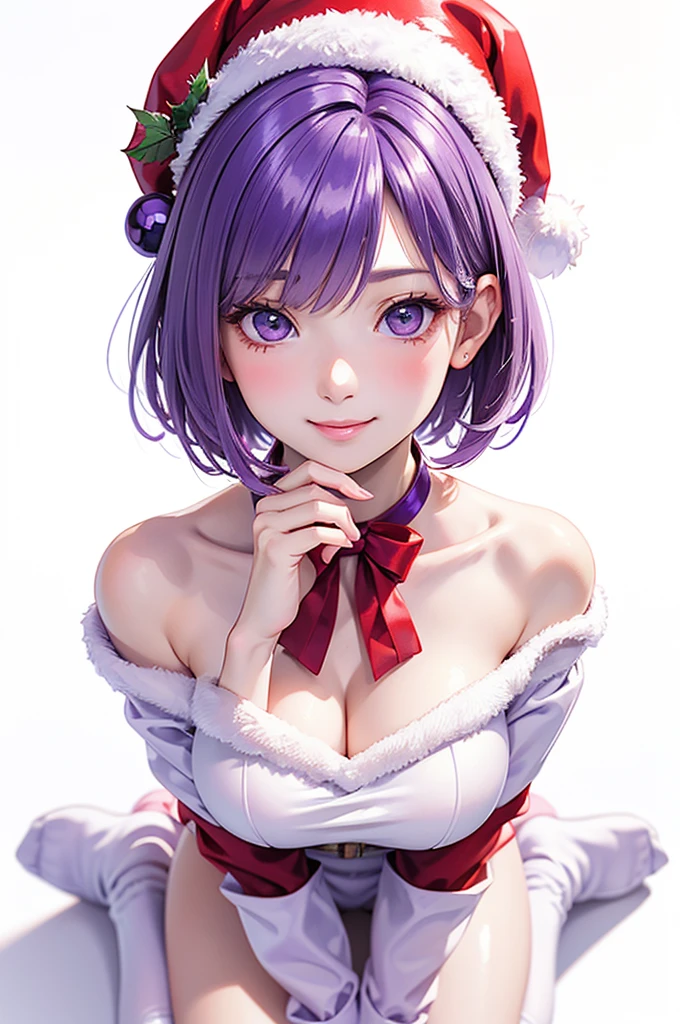 1 person, Blunt bangs, Braiding, Wide sleeves, hair ornaments,Obi says, (Purple Hair:1.2), Very long hair, Straight hair, Looking at the audience, Highly detailed background, (Realistic:1.2), Beautiful Eyes, Red eyeshadow, thigh, (Urzan-6500:0.7), Upper Body, (alone:1.2), (Cyberpunk City:1.1), Cleavage,,Glowing Skin、(Navel exposed).((Face close-up))、((smile))、(Red lace costume).((Sexy pose)).