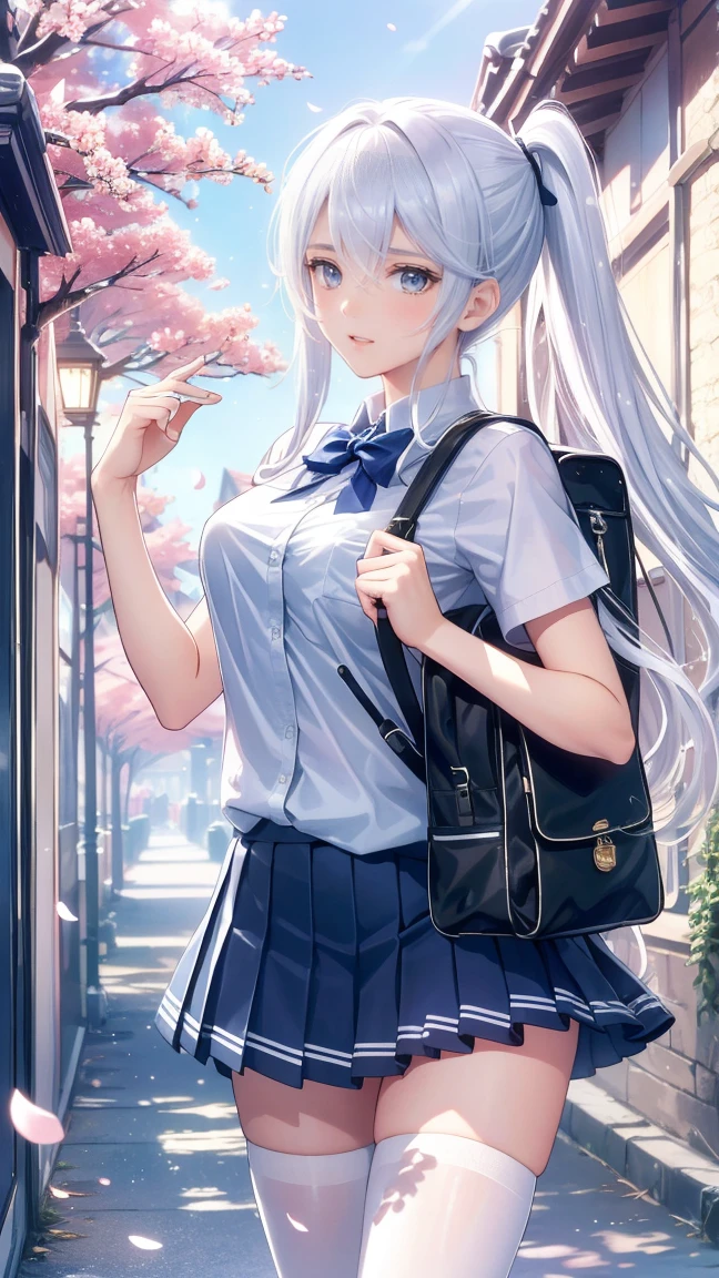 masterpiece, best quality, lens flare, depth of field, motion blur, (backlighting, Backlight:1.1), grating,raster,(Light through hair:1.2),
1girl, face focus,close-up, (upper body:0.8), (aqua eyes:1.2), glowing eyes, jewel eyes, sparkling eyes, looking at viewer, multicolored eyes,
(white hair:1.1), floating hair, messy hair, high ponytail, long hair,eyes visible through hair, (white cat ears,cat ears:1.1), (hair flower:1.2),
(shaded face),dual persona,from side, looking away,
(pantyhose:1.2),bare shoulders,white dress, school bag,(see-through, transparent:1.3),wet clothes, ass, tight, breasts, high heels,
flat color, limited palette, low contrast, (ligne claire), halo, backpack looking away, standing, smoke, night sky, city, sunset, sky scrapers, bridge, road signs, depth of field, border, black, red, orange, brown, autumn, haze,
(motion lines:1.2),(chromatic aberration:1.3),neon lights, (glowing:1.1),(motion blur:1.3),
deep,dark,fantasy,black,(dark background), night, black light, high contrast, Dark light, dusk, (shadow:1.2),chromatic aberration,