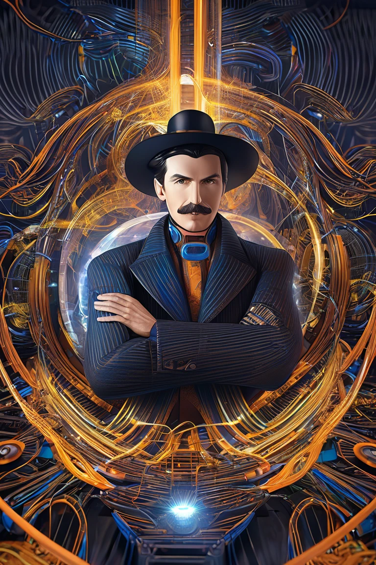  generate isolog for electric company with the theme of coils, Nikola Tesla or magnetic field 