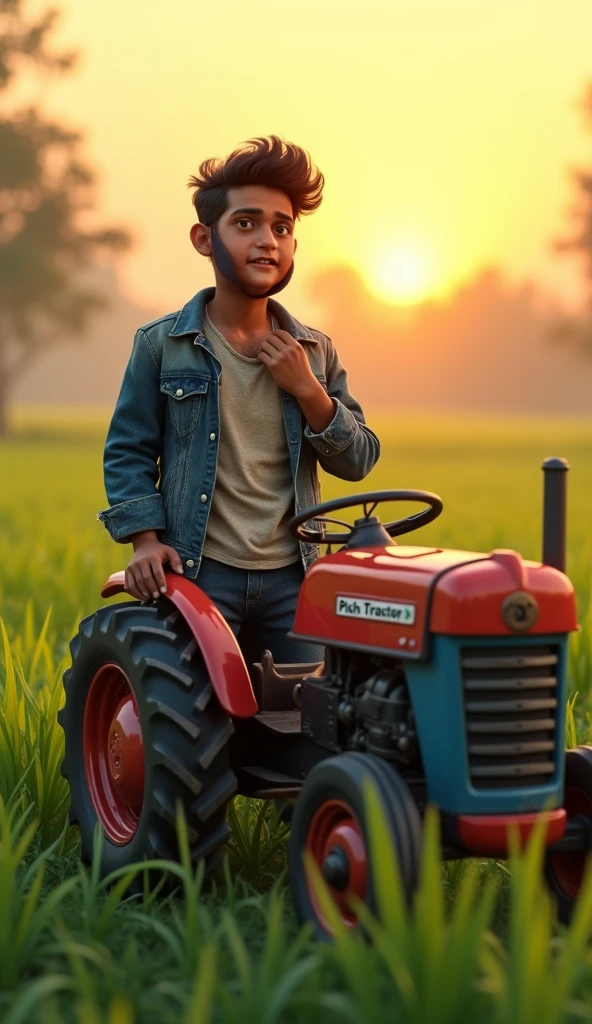 A single younger boy wearing ash colout short and marron colour t-shirt.Printed "Kasun" on his t-shirt.sitting on bench near lake. Chocolate on his hand and not eat.Small side bag wear cross chest.black slippers wear.Bajaj discover bike near him.make realistic.