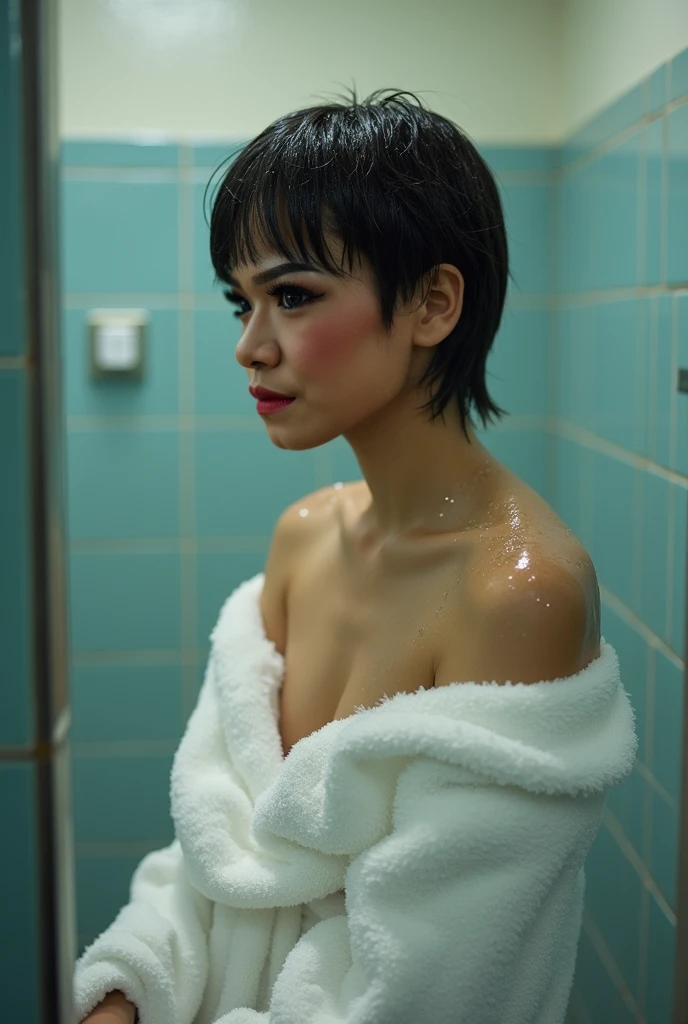 taking a bubble bath, naked