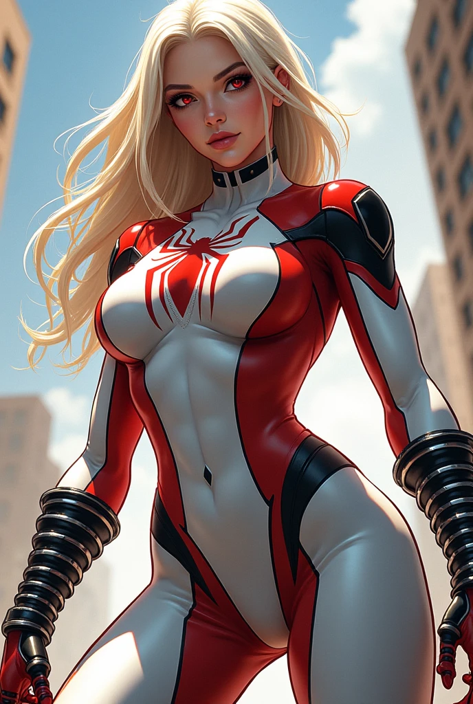 Yoga action in Spider-Man costume，split，half squatting，Close-up, ( ( spiderwoman ) ), spiderwoman!!, spidewoman, spiderwoman!!!!!, superhero pose, huge boob，Half-exposed chest, Full body white Spider-Man suit! superhero body,Transparent underwear bites，streaked，Hair covered beautifully