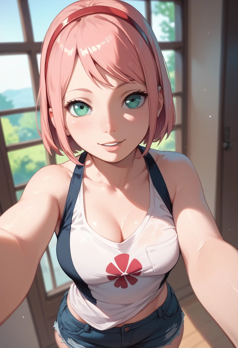 Sakura Haruno from boruto, big boobs, big hips, pov selfie 