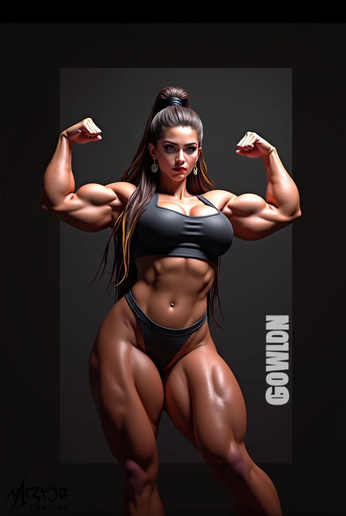 An animation of a muscular woman, with the name exmagrinha