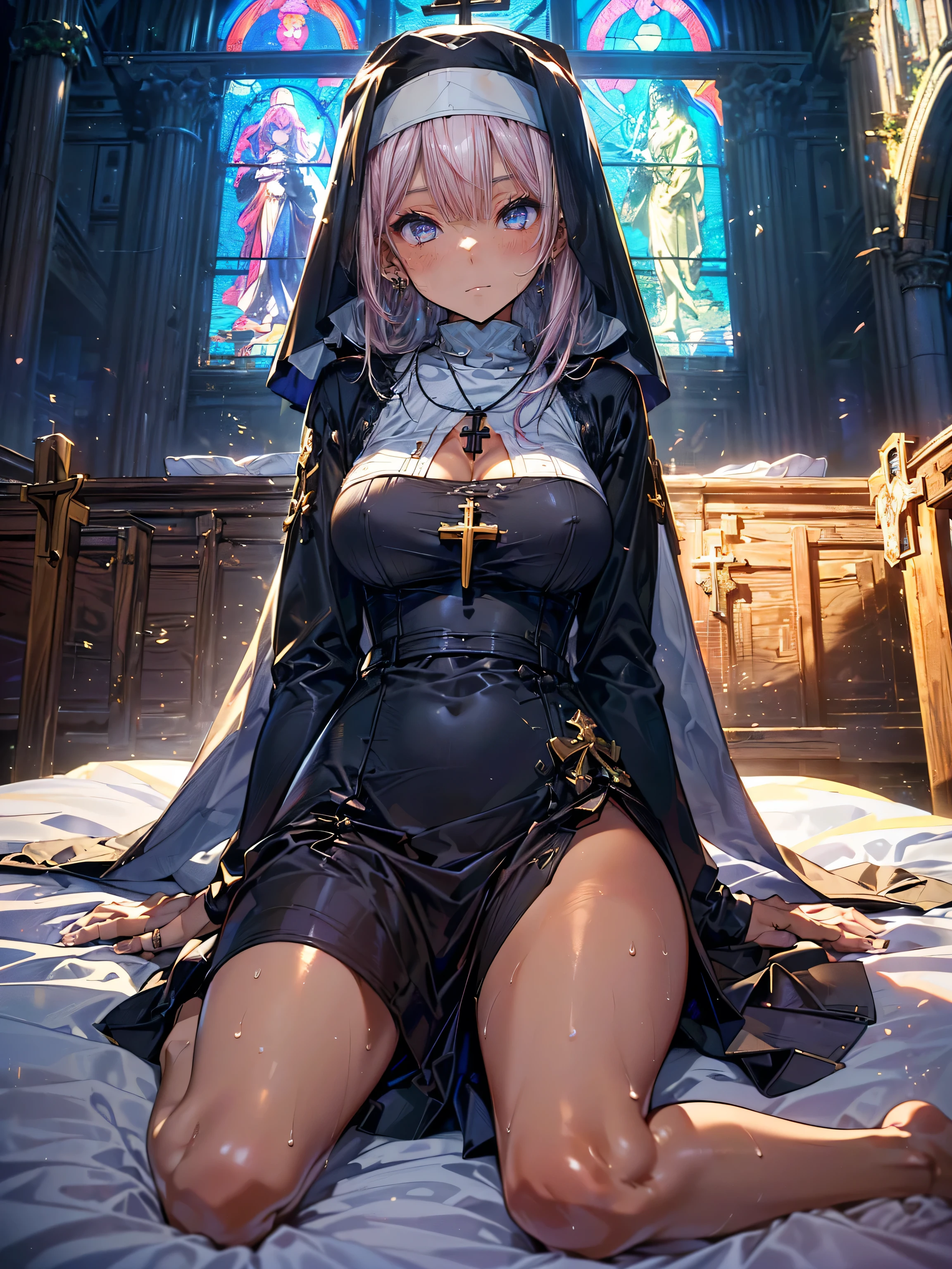 Kafka skinny wearing a wedding dress naked naked breasts and pussy beautiful beautiful pussy standing in the middle of the church naked pussy detailed