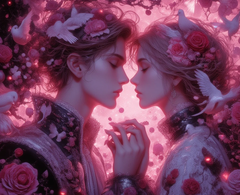 universal themes of love and heartbreak, capturing the essence of Valentine's Day, (((amazing intricate finely detailed)))