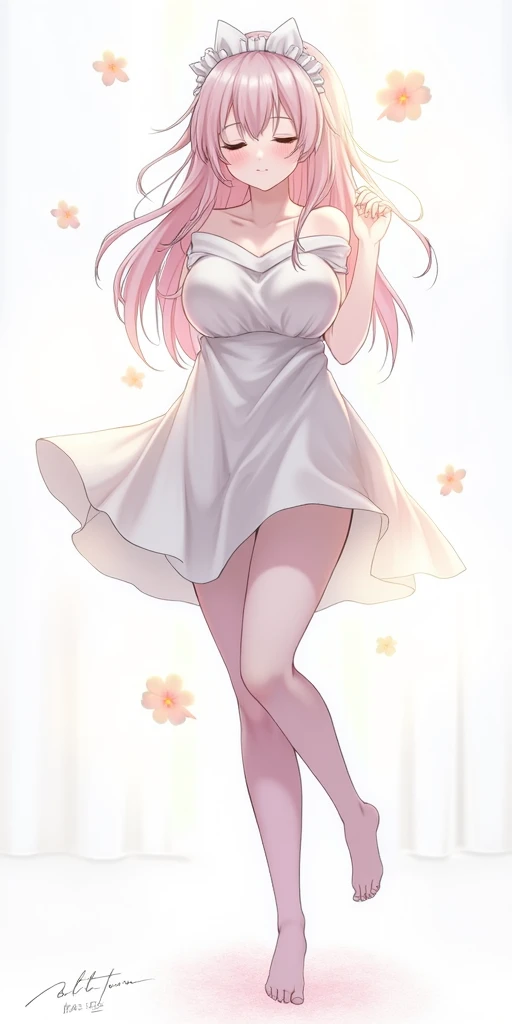 NSFW , ultra detailed, hyper detailed, best quality, highres, 4K, field of flowers, woman, from below, looking at viewer, puzzled, happy, , shy, very long hair, wave hair, gradient hair, tall, slender,flat chest, white ta, (up skirt) ,no panties , gloves, dappled sunlight,
