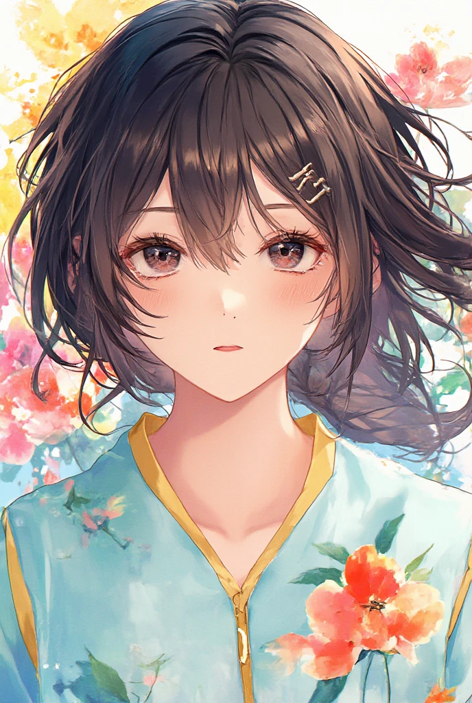 Xingqiu  ( Masterpiece), ( Best Quality ), ( ultra detailed ),( disheveled hair ),( illustration), (1 ), beautiful and detailed eyes, beautiful and delicate face ,floating,(high saturation),( colorful splashes),colorful bubble,( round), focus on the face 