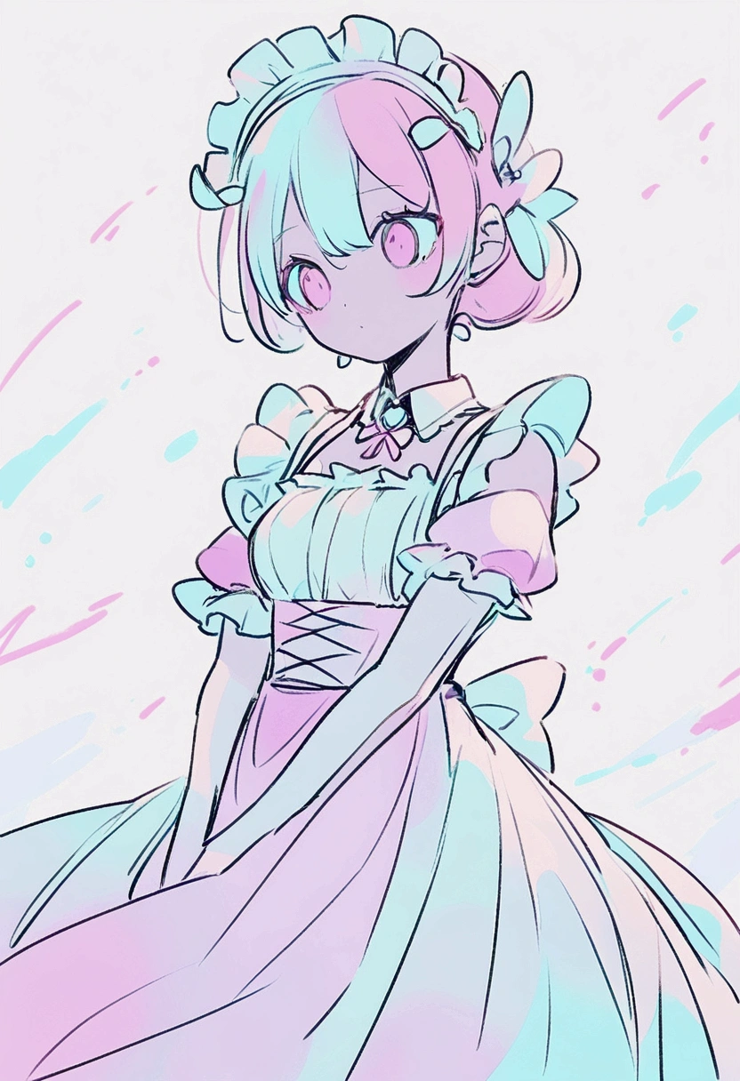  maid clothes, no human, clothes only, soft colur, colour pastel