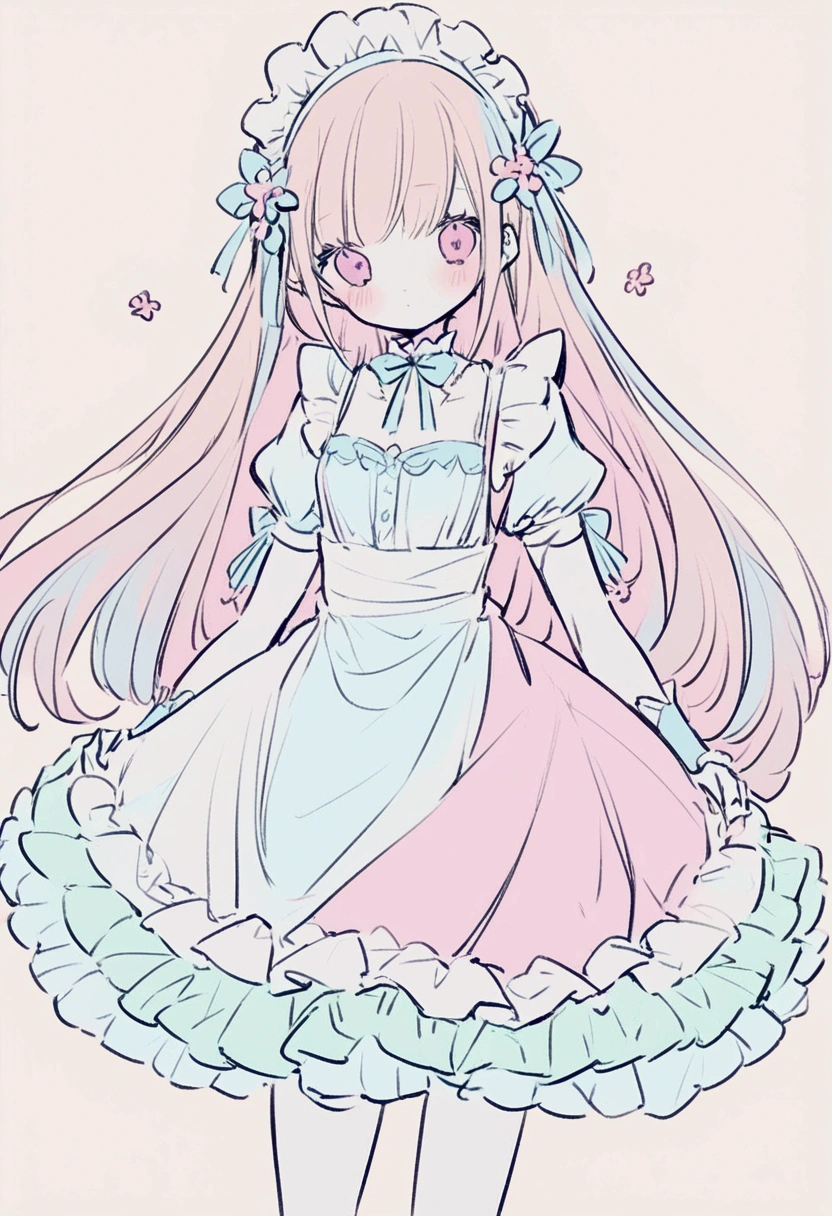  maid clothes, no human, clothes only, soft colur, colour pastel