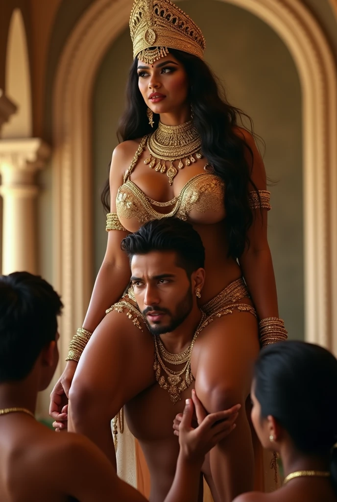 An Indian couple performing sex, shiny Latex underwear, man long hair & beard