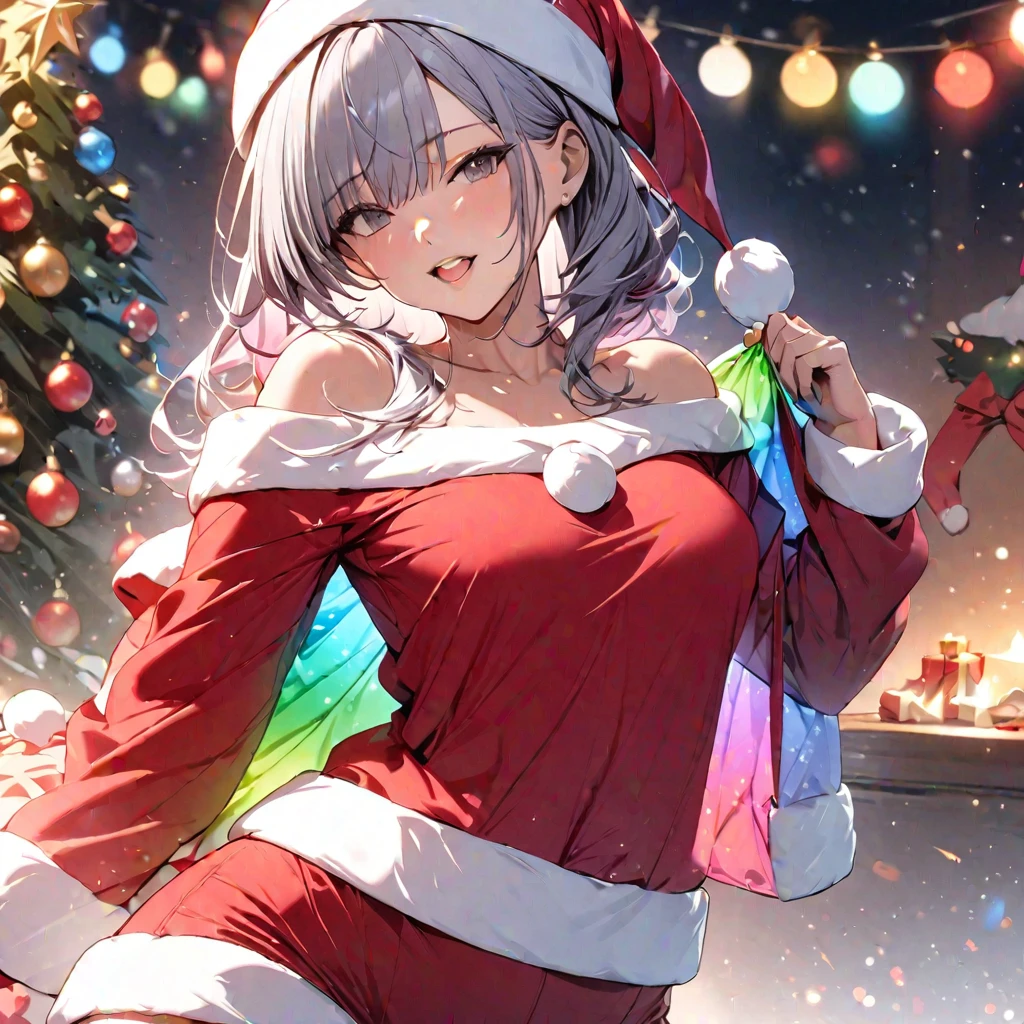 (masterpiece, best quality:1.2), 1girl, solo ,Santa Claus style