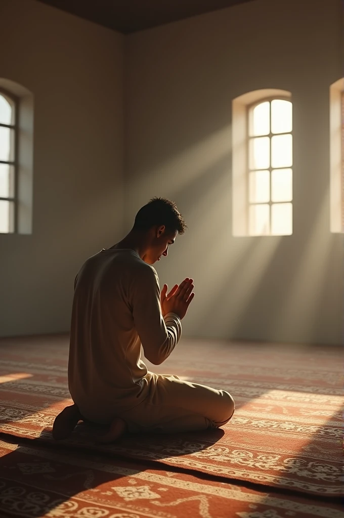 Photo of a man laying down his prayer before praying