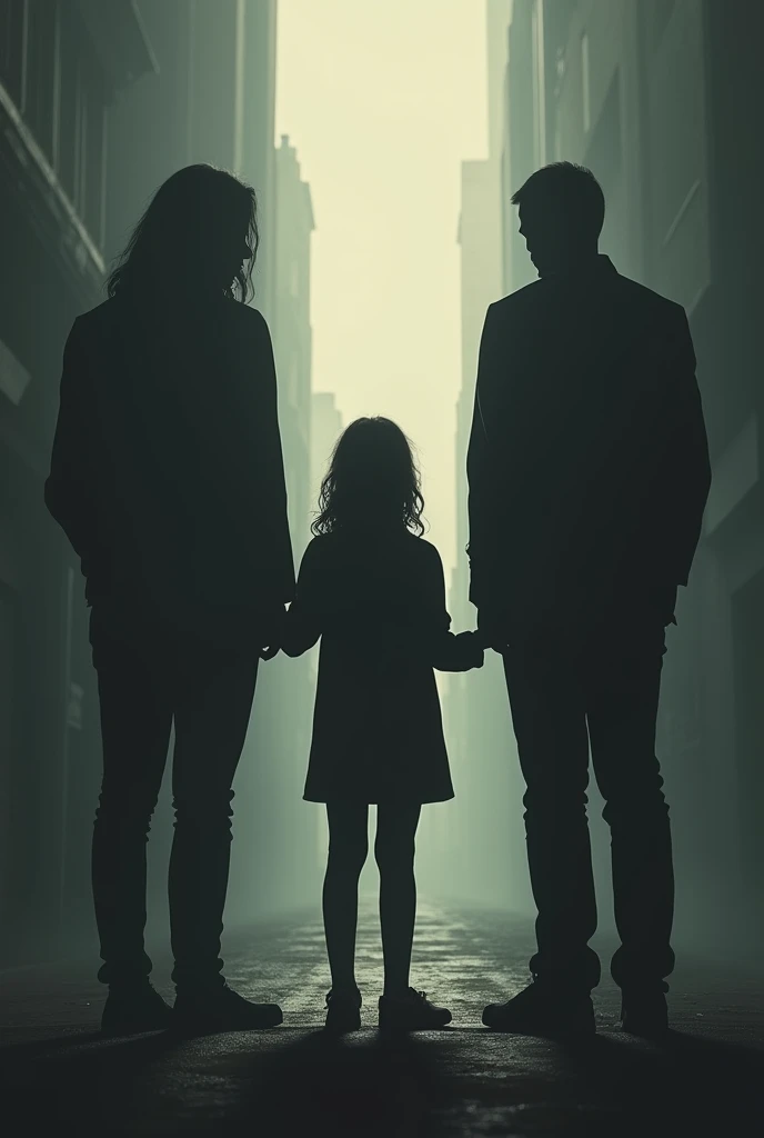 A blonde girl of about 28 years old and a dark-haired boy of 29 years old separated by a wall and in the middle of them two children in love