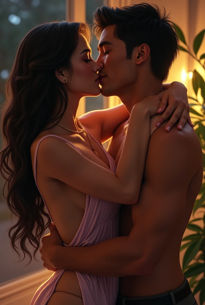 Young handsome naked Asian man kisses and hugs and fucked by big bulge Superman on a bed