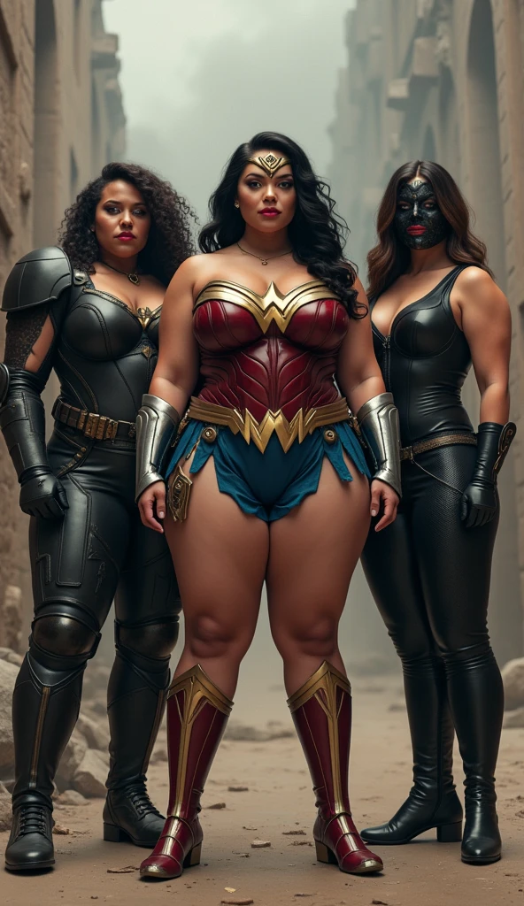 (melhor qualidade,4k,8k,alta resolução,masutepiece:1.2), (An 58 year old woman:1.5) , (rugas:1.6), (MILF:1.2), (bunda enorme: 1,9), (old woman:1.5), (black woman:1.2), (Ebony skin:1.2), Hair tied with a ponytail, (seios grandes: 1,9), caminhando na rua de uma cidade, (sexy shiny supergirl costume), (capa vermelha), saia vermelha, (bota longa), (full body photo), sexy, , hot, decotes, bunda enormes. (mesmo personagem, de frente, de lado, de costas), (perfect hands), perfecteyes