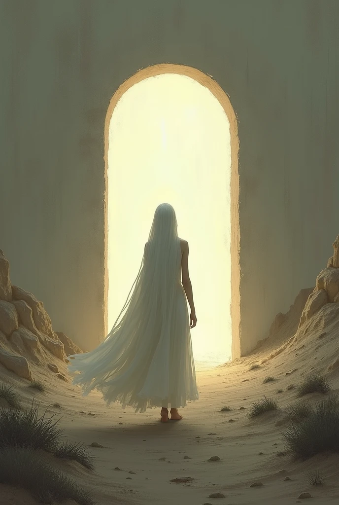 NSFW, woman in a tunnel, standing, rear view, fit legs, looking back at camera, naked, blue eyes, brown hair, snowey