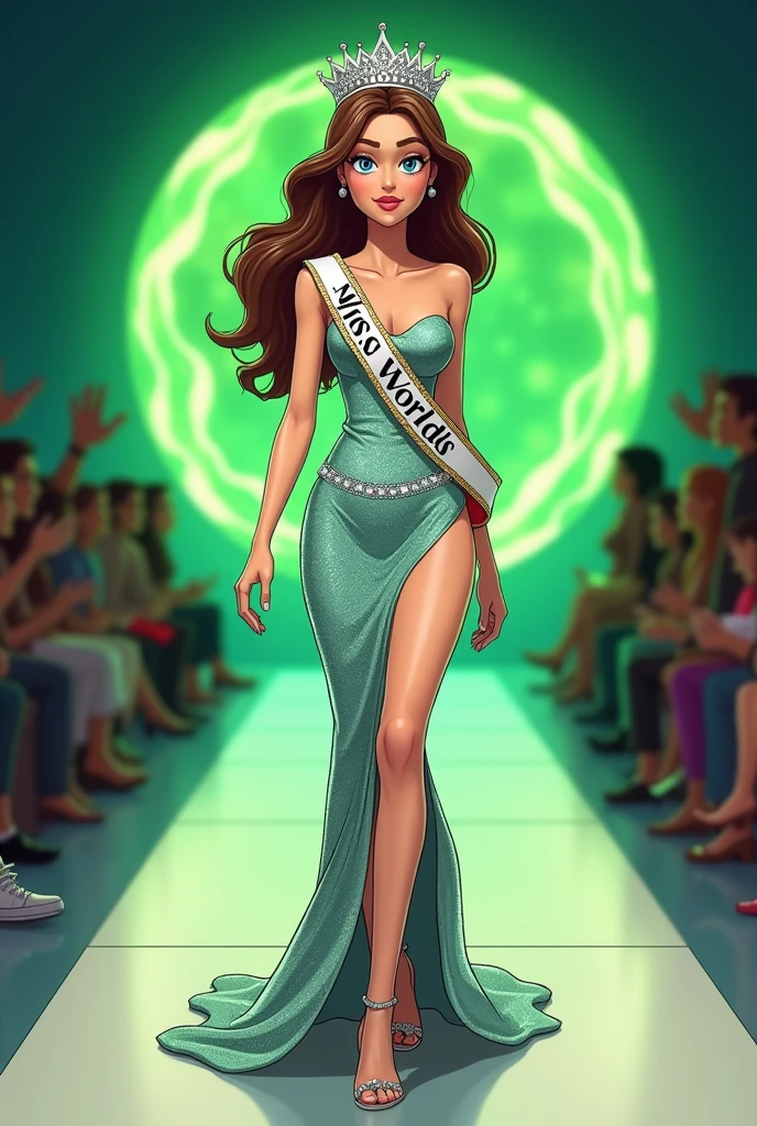 Best quality, 1 young woman, character sheet, concept art, (full body, masterpiece: 1.2), (best quality: 1.3), insanely beautiful Brazilian woman, short windy light brown hair, 1 perfect body stunning woman on his 20s, Miss Universe pageant winner, wearing a fancy designer evening gown, fancy shoes, wearing Miss Universe crowning, with a bouquet of flowers, winner attitude pose, with short windy light brown hair, assorted poses, bold colors, intricate, elegant, highly detailed, digital painting, art station, concept art, in the style of Norman Rockwell, JC Leyendecker, Jordan Grimmer. --auto --s2