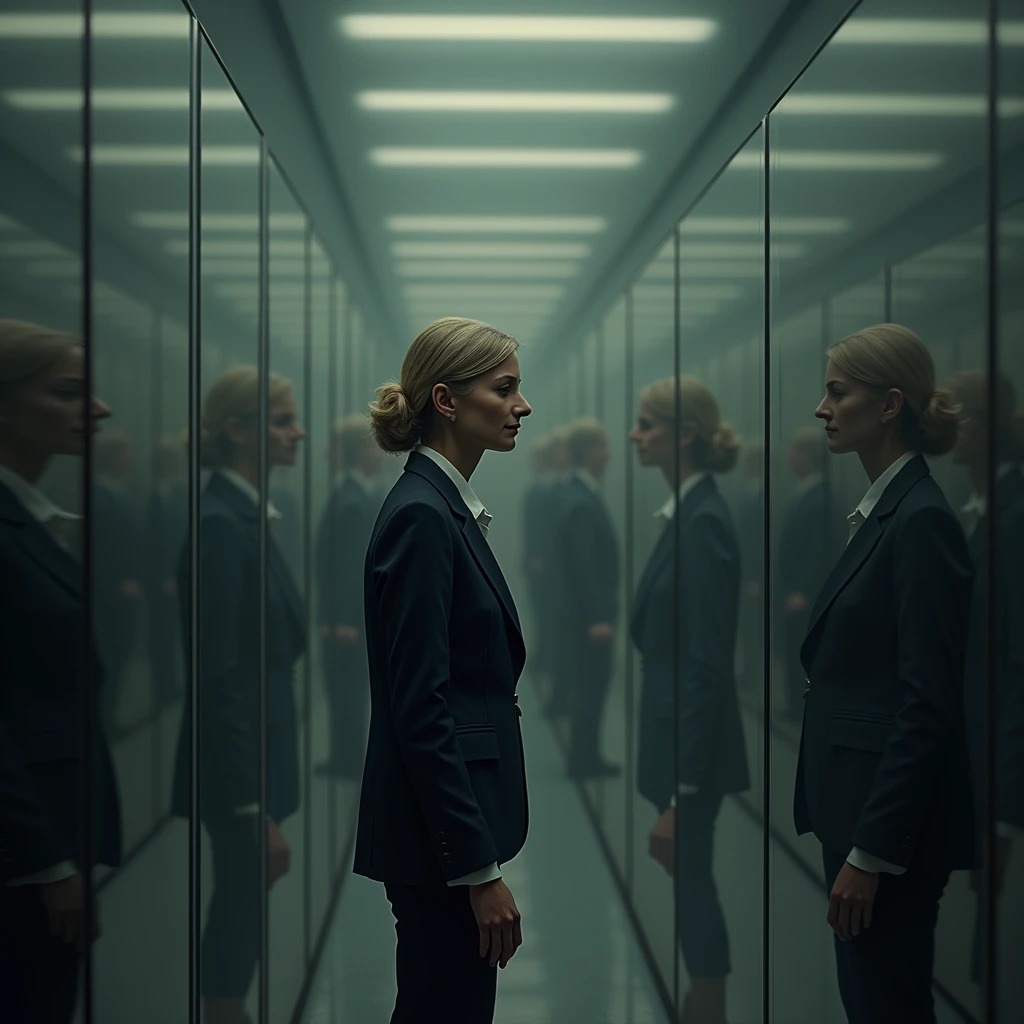 Short hair, white-collar workers,Long black suit,Black professional hip skirt,black lence stockings,Stand upright and look back