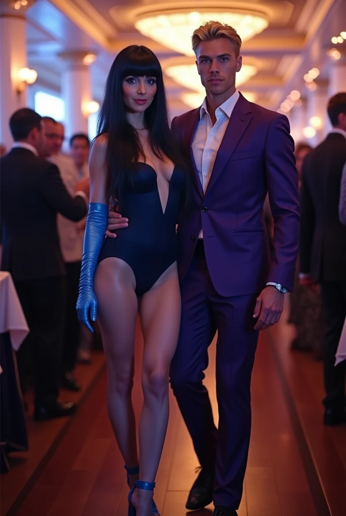 generates a woman 2 men next to her, such her, with many men around her smiling night club with a lot of people: masculinity, naked, lingerie diversity, style, suits, sexy, confidence, camaraderie, strength, elegance, sophistication