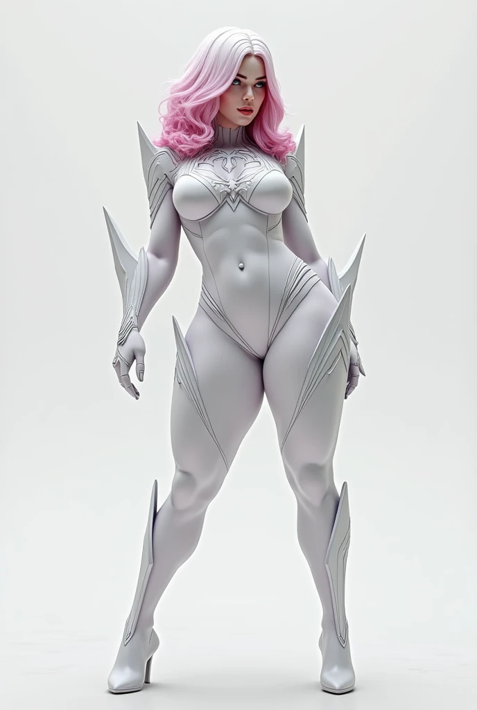 (megan fox), (1 girl), young girl, bodybuilder physique, seductive face, seductive look, long pink hair, perfect muscular body, long thin legs, latex panties, cameltoe, bulging pecs, (huge muscular shoulders:1.45), (full body shot), MeganF_SoloTI_v1