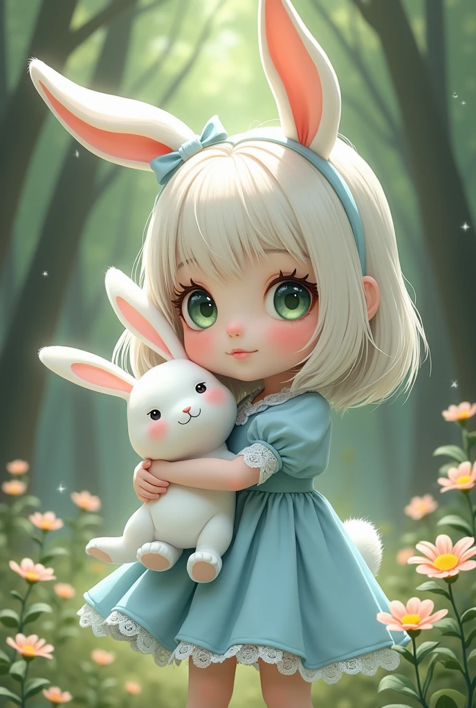 A young girl in a lush, mossy garden, her delicate dress flowing around her like petals, waiting for the night. A fluffy rabbit hops onto her lap, curling up contentedly.
1girl, graceful, elegant, soft mossy bed, flowing petal-like dress, fluffy rabbit, satisfied expression, night setting, detailed face, beautiful eyes, detailed lips, detailed hands and fingers, intricate details, photorealistic, highly detailed, 8k, masterpiece, vibrant colors, dramatic lighting, ethereal, fantasy, whimsical