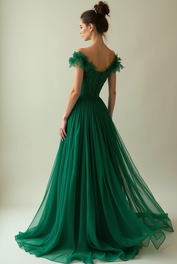 Taylor Swift standing in a olive green gown
