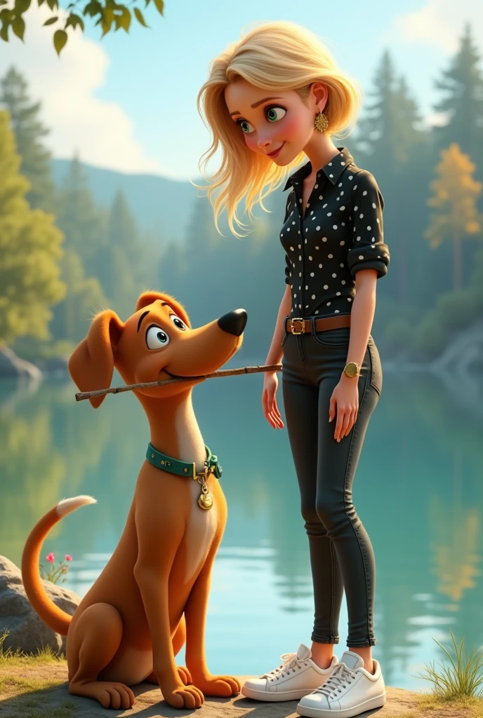 NSFW (nude) (Daphne Blake (human) sparse pubic hair), red hair, full body, blowjob (Scooby Doo, four footed Great Dane dog with dog penis) on a deserted beach