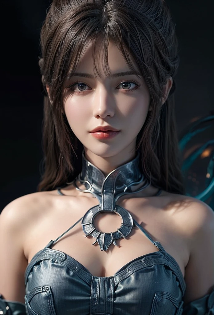 (16k, masterpiece, best quality), ultra-detailed, detailed beautiful round eyes, beautifully detailed face, high quality, high resolution, perfect anatomy, (a female necromancer appeared from the fog with an army of undead), in the darkness of the night, goddess of darkness, undead army, straight hair, evil, an evil face, undead background, huge breast, mature women, dynamic pose, looking into the distance,