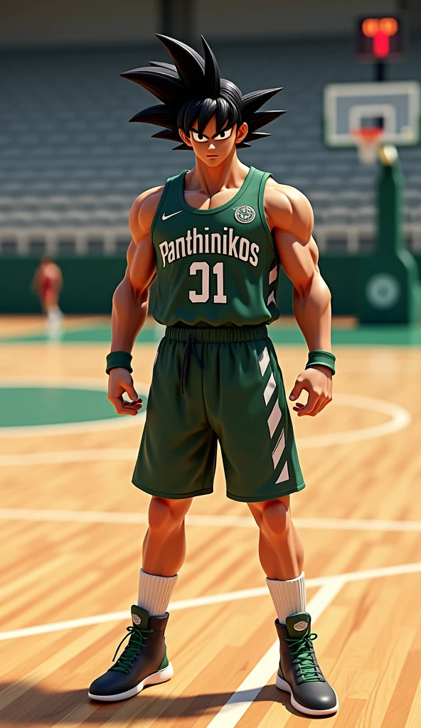 50-year-old middle-aged man,Man,grampa,Height 195,Asian people,sitting in the couch,God perspective,The eyes are about to face each other,Chinese men,musculature,Lift one foot,Wearing a fluorescent Nike basketball vest,Fluorescent basketball pants,The number 12 is written on the basketball suit,Fluorescent green Nike high leg basketball shoes,Cord,Chains,Ferocious and ferocious,The background is outdoors,There is no basketball,Hold your hands on your knees