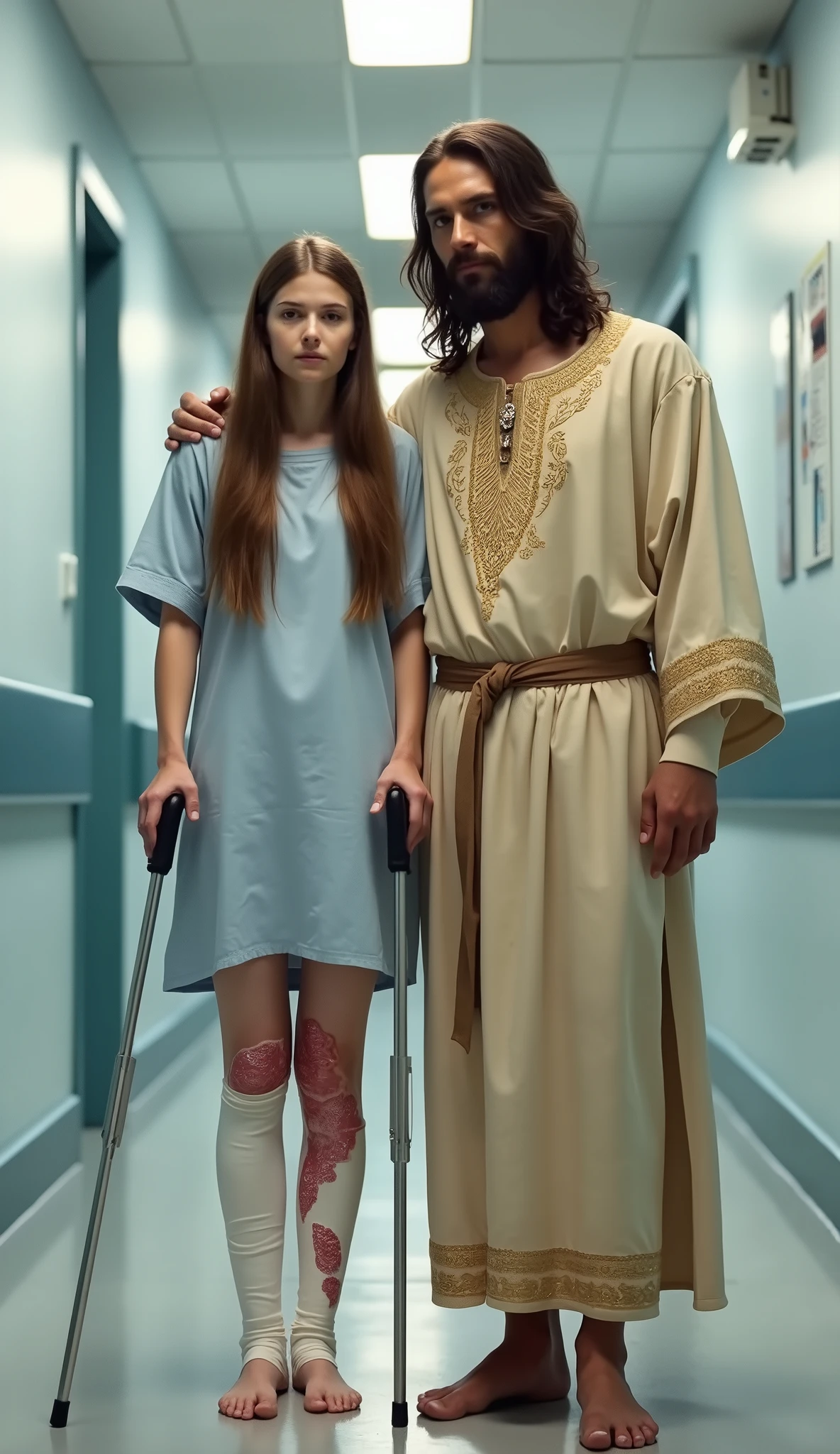 Martha and Mary with Lazarus, enrolado com faixas brancas