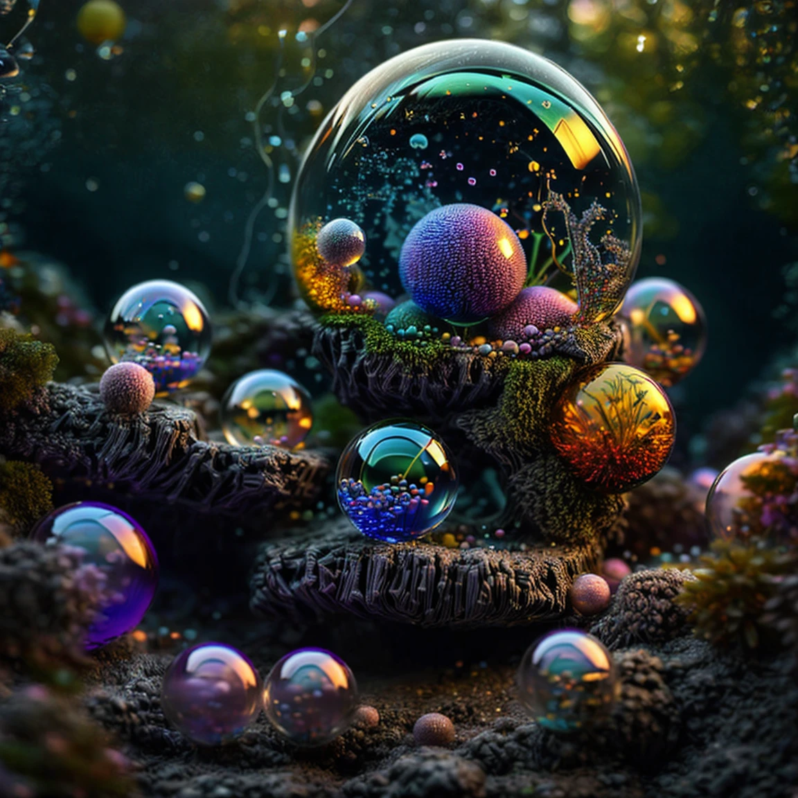  3dglass-like environment,shimmering glass bubbles morphing out of swirling colors, neon colors twisted through glass orbs and melting to drip into glass spheres, colored liquid fizzing to the ground, glowing light and reflecting,4d mandelbulb psychedelic landscape, depth of field,award winning masterpiece,pixel art, portrait,photography,photorealistic,hyperdetailed, glassmorphism,sparkle,God rays,optical illusion,rotational symmetry,reflective light,overexposure,backlighting,symmetrical reflective bubbles and spheres,extremely detailed bubbles and spheres,swirling spirals and vortex,bright vibrant colors popping out from 3d glass spheres,psychedelic underwater brightness glowing with neon colors,glowing colors twist creating holograms. Within a black abyss Intense bright, colorful, perfectly symmetrical glass globes criss crossed back and forth with different colors of laser lights contrasting the glowing light of fizzy liquid within the glass. Stark contrast between bright light colors and dark. photorealistic, cinematic photography, cinematic lighting, cinematic portrait, portrait photography, realistic, realism, ultra detailed, UHDR, full focus, highest quality, hyperrealistic,3D Rendering, 8K Octane, Cinematic, Cinematography, Digital Art, Photorealistic, Pixel Art, Pixel Assets, Depth Of Field, Best Quality, Award Winning, MasterpieceWithin a black abyss Intense bright, colorful, perfectly symmetrical glass globes criss crossed back and forth with different colors of laser lights covering the circumstances of the globes and contrasting the glowing light of acidzlime within the glass. Smaller spheres of glass in luminescent neon pink and neon green liquid fizzing and overflowing with acidic bubbles and emptying out into reflective glass orbs that melt and drip vibrant colorful symetrical patterns that cover the ground and merge together in a quilt of intricate and complex designs. High fantasy, magical effects, hypperrealistic, hyper detailed, very aesthetic.