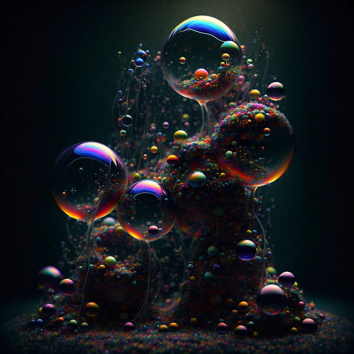 A close up of beautiful bubbles floating on top of each other, LSD, DMT imagery. octane render, psychedelic droplets of water, abstract liquid, and intricate rainbow art. octane render, black 3d fluid simulation,  ethereal bubbles, swirling liquids, and highly detailed, octane render, reflective rainbow bubbles, twisted colors inside of glass spheres, Psilocybin Dream inside an amazing image of light emerging from colors in a shimmering glass morphing out of colors, bright neon and fluorescent colors,very bright, vibrant colors, perfectly formed and symmetrical reflective bubbles and spheres, attention to detail with these beautiful bubbles and spheres, Extreme Hallucinations in a gorgeous piece of  psychedelic digital artwork, Stunning, pixel art, tripped out colors, 4d mandelbulb psychedelics, glass like psychedelic landscape, intricate rainbow environment, psychedelic underwater brightness and glow with neon colors, glowing colors twist inside of translucent glass spheres and bubbles with light and color reflecting off of both in bright fluorescent colors, psychedelic trip, fluorescent and neon aesthetic, psychedelic vibrant colors, bright psychedelic paint splattered backgrounds,swirling spirals and vortex, bright vibrant colors popping out from 3d glass spheres, Rotational Symmetry, Pixel Assets, Portrait photography, Surrealism, Photorealistic, Hyperdetailed, Glass Morphism, Digital Art, Sparkle, Optical Illusion, Glowing Light, Reflective Light, Overexposure, Backlighting, Depth Of Field, Spheres and bubbles show perfect Symmetry, UHD, High Details, High Quality, Super Detailed, Full Focus, Awe inspiring, Shockingly unique wallpaper art, Breathtaking, Indescribably Beautiful, Heaven sent images, Best Quality, Award Winning, MasterpieceA close up of beautiful bubbles floating on top of each other, LSD, DMT imagery. octane render, psychedelic droplets of water, abstract liquid, and intricate rainbow art. octane render, black 3d fluid simulation,  ethereal bubbl