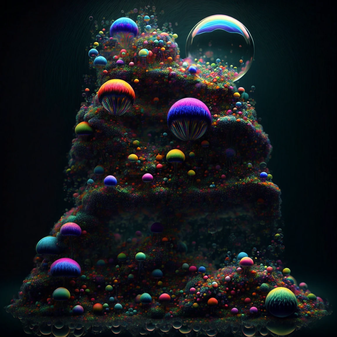 A close up of beautiful bubbles floating on top of each other, LSD, DMT imagery. octane render, psychedelic droplets of water, abstract liquid, and intricate rainbow art. octane render, black 3d fluid simulation,  ethereal bubbles, swirling liquids, and highly detailed, octane render, reflective rainbow bubbles, twisted colors inside of glass spheres, Psilocybin Dream inside an amazing image of light emerging from colors in a shimmering glass morphing out of colors, bright neon and fluorescent colors,very bright, vibrant colors, perfectly formed and symmetrical reflective bubbles and spheres, attention to detail with these beautiful bubbles and spheres, Extreme Hallucinations in a gorgeous piece of  psychedelic digital artwork, Stunning, pixel art, tripped out colors, 4d mandelbulb psychedelics, glass like psychedelic landscape, intricate rainbow environment, psychedelic underwater brightness and glow with neon colors, glowing colors twist inside of translucent glass spheres and bubbles with light and color reflecting off of both in bright fluorescent colors, psychedelic trip, fluorescent and neon aesthetic, psychedelic vibrant colors, bright psychedelic paint splattered backgrounds,swirling spirals and vortex, bright vibrant colors popping out from 3d glass spheres, Rotational Symmetry, Pixel Assets, Portrait photography, Surrealism, Photorealistic, Hyperdetailed, Glass Morphism, Digital Art, Sparkle, Optical Illusion, Glowing Light, Reflective Light, Overexposure, Backlighting, Depth Of Field, Spheres and bubbles show perfect Symmetry, UHD, High Details, High Quality, Super Detailed, Full Focus, Awe inspiring, Shockingly unique wallpaper art, Breathtaking, Indescribably Beautiful, Heaven sent images, Best Quality, Award Winning, MasterpieceA close up of beautiful bubbles floating on top of each other, LSD, DMT imagery. octane render, psychedelic droplets of water, abstract liquid, and intricate rainbow art. octane render, black 3d fluid simulation,  ethereal bubbl