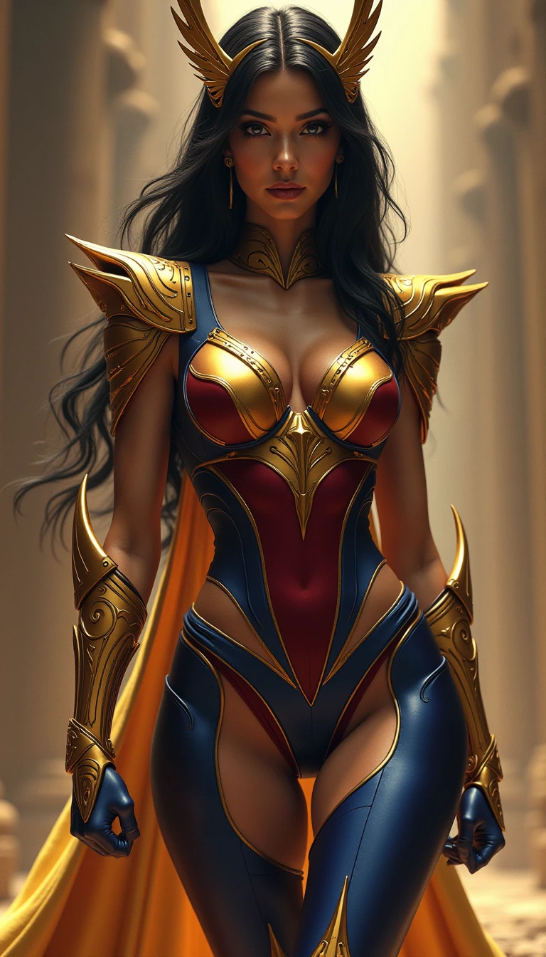 ((Full body photo, standing, on the ground)) Concept art, fantasygenesis, huge, masterpiece portraite, perfect composition, sharp focus, full body shot, cinematic bright lighting, bold lines, contrast, (realistic:1.4), best quality, colorful, depth of field detailed background, RAW photo ISO 100, 16K resolution 
