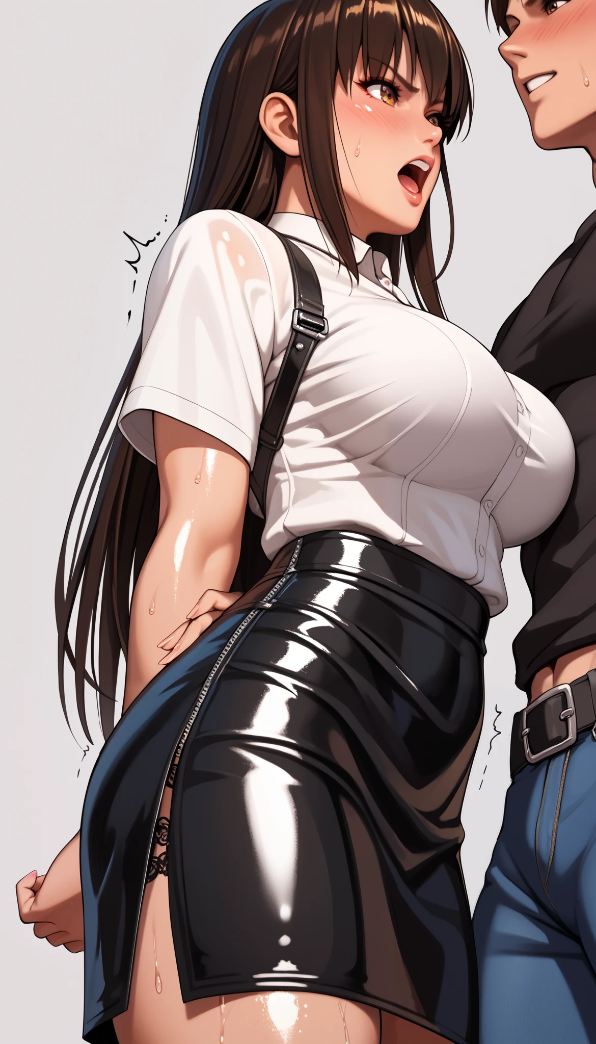 shirase sakuya,Denim shorts,Black thigh-high boots,White shirt with rolled up sleeves,Place your hands behind your back,penis,Slender and sexy woman,Cum in mouth,Blowjob,deep throat,in your mouth,A man grabs a woman's head,rape,A lot of semen,Black Hair,ponytail,Cum in mouth,Put it in your mouth,alley,Sex,Creampie,Restrained with duct tape,