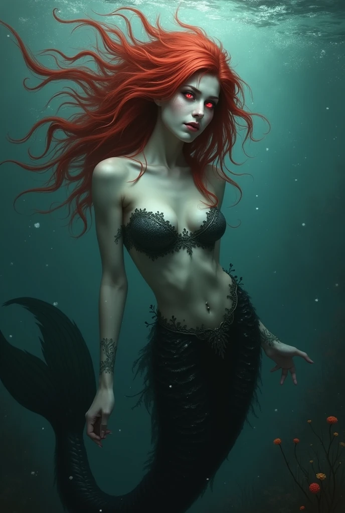 Yandere Mermaid，Red hair，Villain，Dark
