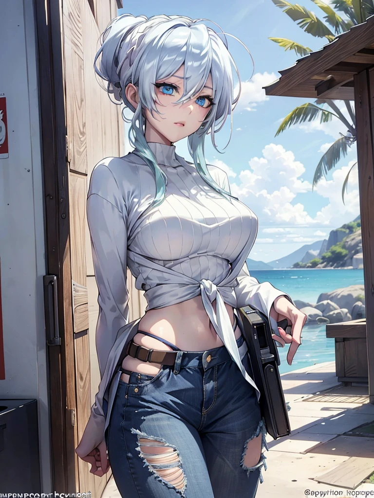 <lora:angelTheKingOfFighters_1:1>
(masterpiece, best quality, ultra-detailed, highres), 
1girl, detailed face,  navel,  bend over, big breasts, white hair, hand on face, upper body, clothing store, smile, from above,