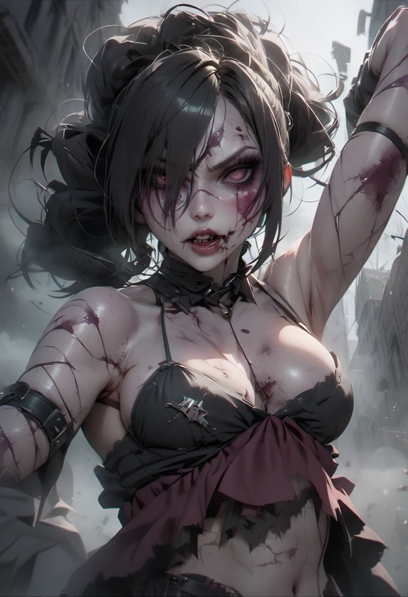 (Official art wallpaper), Unity 8k resolution, Straddling apocalypse and aesthetic style, Bloody and realistic, Ultra-detailed depiction of the zombie ravage, It is a masterpiece full of conceptual art。