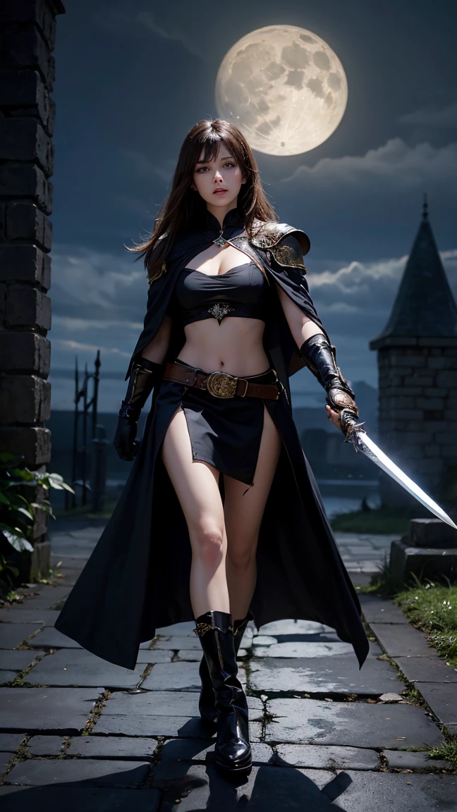I would like to create an RPG character whose is a girl who is a swordswoman who has long wavy hair and uses two swords and is a wielder of chaos and shadow magic and is 19 years old