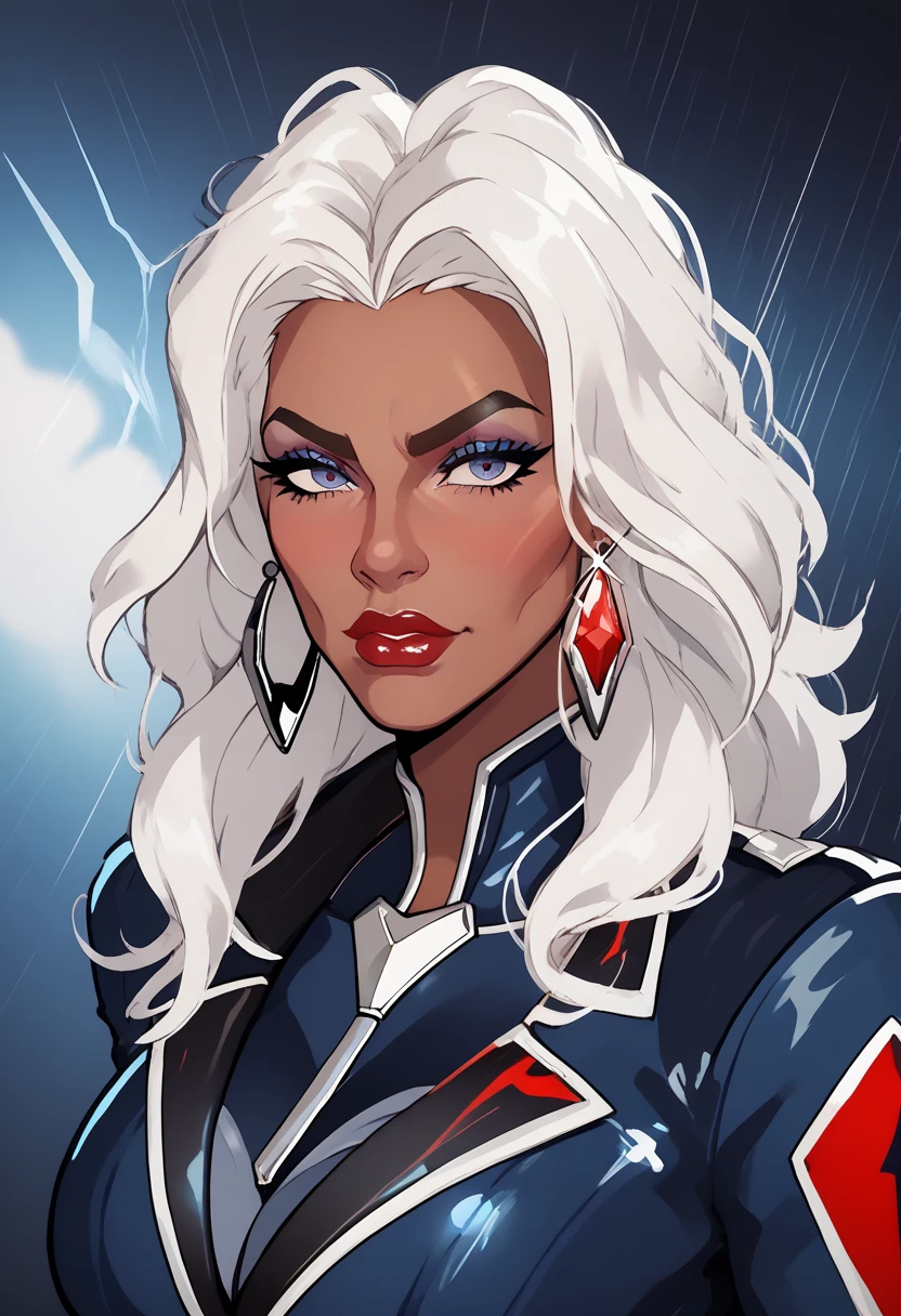 Woman dark skin brownAdult black  woman dark light skin,white hair Age 30 mature woman, Storm (Marvel Rivals) - in her whore suit!