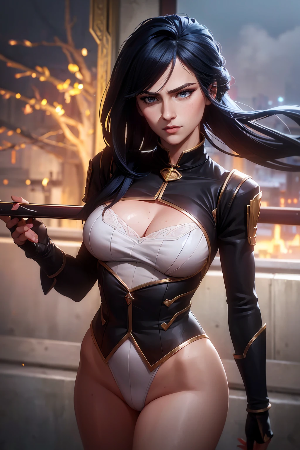 (2heads),1womanl，33yo，熟妇，mature，extremely large bosom，Big breasts Thin waist，long leges，Raised sexy，Pornographic exposure， 独奏，Beauty contests，standing on your feet（Background with：the sea，snow mountains，warships，at winter season，Blizzarding，Big snowflakes）On warships， She has long black hair，Long hair flutters in the wind，Redlip，dynamicposes，Sweat profusely，drenched all over the body，seen from the front， hair straight， mostly cloudy sky，（（（tmasterpiece），（Very detailed CG unity 8K wallpaper），best qualtiy，cinmatic lighting，detailed back ground，beatiful detailed eyes，Bright pupils，（Very fine and beautiful），（Beautiful and detailed eye description），Blue eyes，Redlip，ultra - detailed，tmasterpiece，）），facing at camera，（The upper part of the body），A high resolution，ultra - detailed），revealing breasts，Bare genitalia，  Bulge，legs are open，sexyposture，Camel toes，Flushed complexion，Open-mouthed，frontage，British athlete，elementary student（Wearing：Sexy leggings，Bare breasts，Bare genitalia，Armour，Gold wire embroidery，Snowflake decoration，Sci-fi futuristic style）