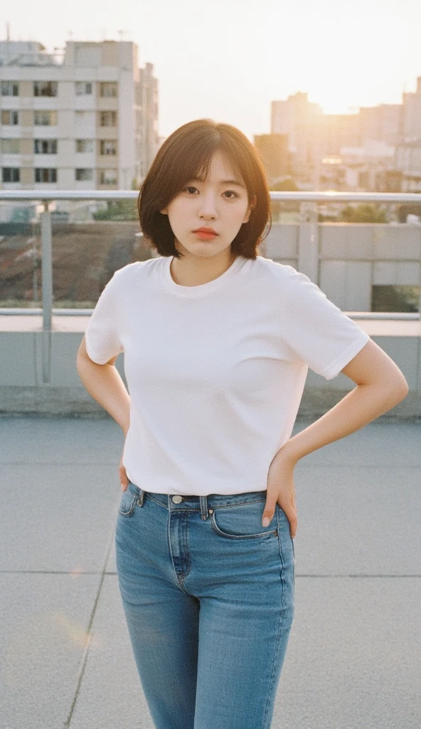 There is a woman sitting on a chair, wearing a translucent white shirt, Sakimichan HDRI, inspired by Yoshitomo Nara, wearing a non-nude portrait, inspired by Shen Shizhen, tied to a chair, inspired by Zhang Xiaogang, inspired by Toko Shinoda, inspired by Hashiguchi Goyo, casual pose