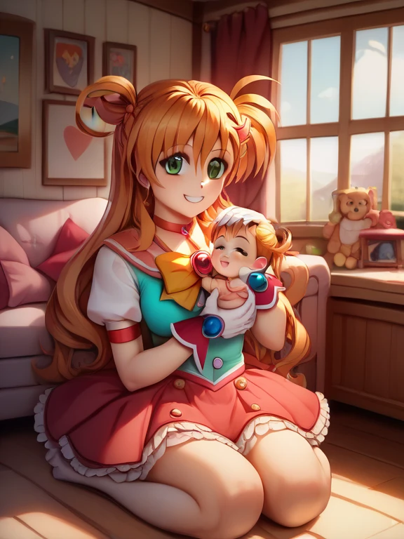 (((Vivio１ girls · baby · holding a baby · smiling ·１Baby · Inside the House · Living Room · Puella Magical Girl Lyrical Nanoha)))