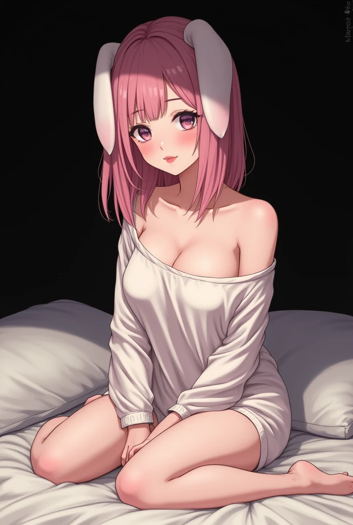 realistic,highest quality, ultra detail, High quality CG drawing, The most delicate and beautiful, Floating gently, High resolution, (1 girl), (Highest image quality,4K,8K,masterpiece:1.2) ,light purple hair,Rabbit,Bunny ears,long ponytail,red eyes,(Completely naked:1.5),room,Upper body,lying on the bed,defeated,,(slightly bigger breasts:1.5),sleep,Are sleeping,closed my eyes,open your mouth a little,face down,(Turn your back to your audience:1.3),butt,(背中にウサギのbutt尾:1.5)