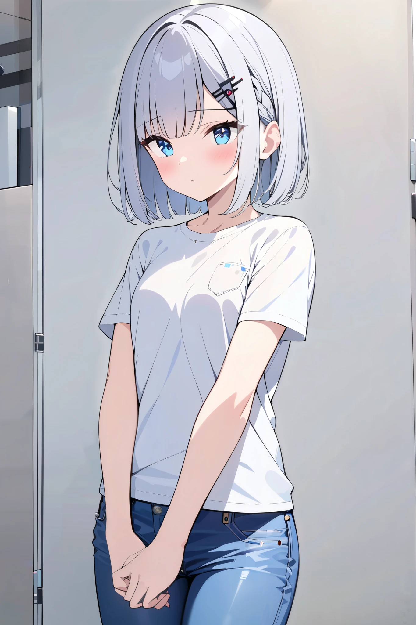 Anime - style image of a woman with blue eyes and a white shirt - SeaArt AI