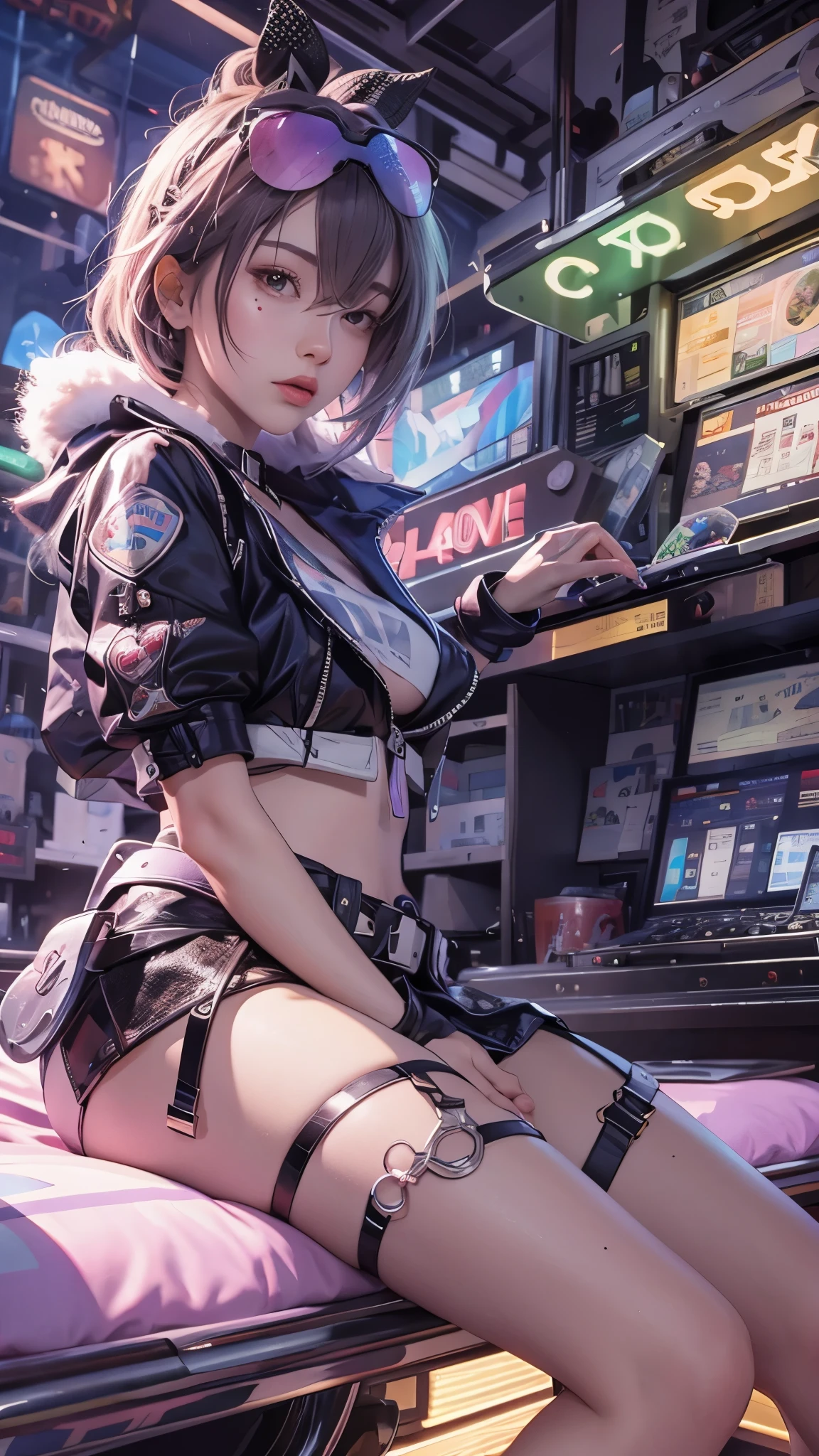 ((Final Fantasy (Yuna), young girl, 16 years old, full body, naked body, dark hair, light skin, scarlet lips, smile; black, expressive playful eyes, long eyelashes)). ((Anime girl with brown hair hair and white short fire dress with necklace, beautiful character painting, very short drees style fire cowboy skirt, soft anime computer graphics, realistic anime art, beautiful anime woman, Cyberpunk, futurism, tight jumpsuit, anime girl rendering, very sexy, nsfw, 65% nude, open legs))