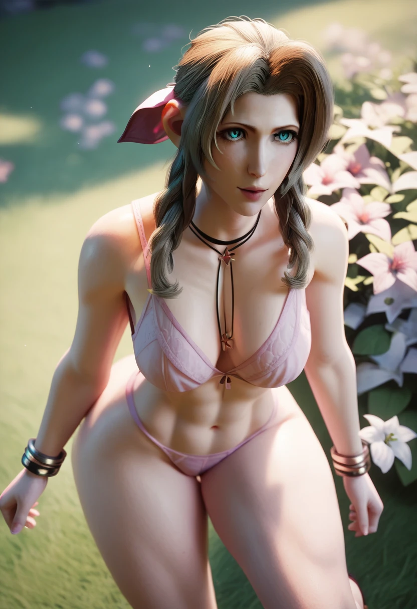 Aerith from big curly hair blue eyes medium tits healed abdomen thick thighs Big naked riding on top of a horse running through a flower garden sexo