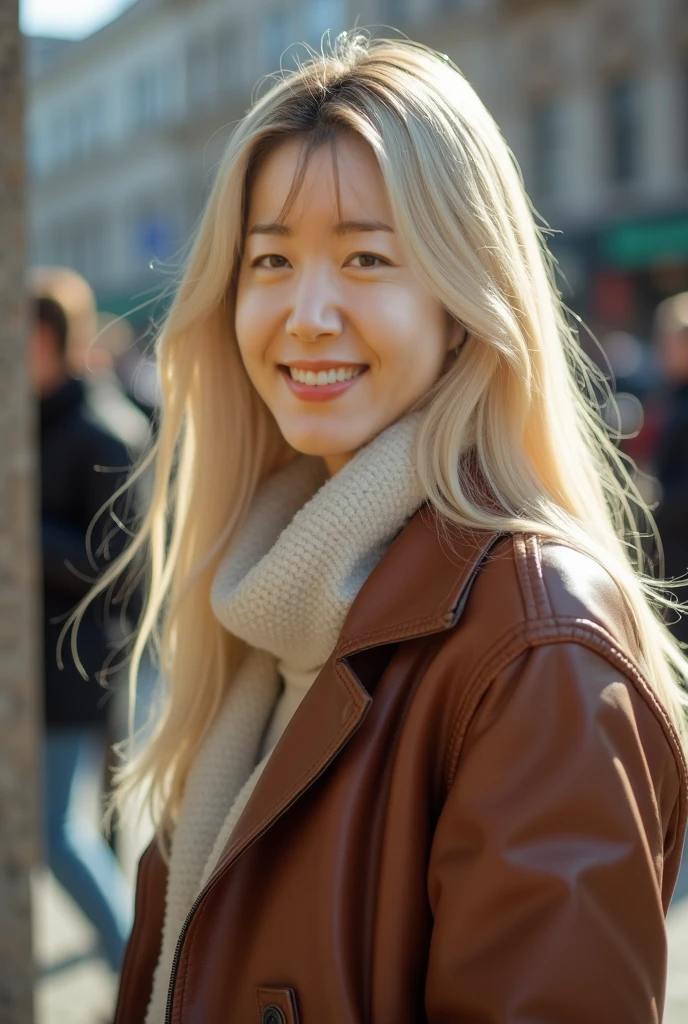 (8k, RAW image, best quality, masterpiece:1.2), cute, super detailed, heart-shaped pupils, physics-based rendering, resolution ultra high resolution, color Canon EOS 750D, wide aperture like f/4 or f/2.8, taken on Arricam LT Camera, bokeh, sharp focus, (1girl), cute round face, solo, detailed golden eyes, short hair, sitting, close to the viewer, wearing coat, light smile, Handbags Dior, Chanel, Gucci brands, Manolo Blahnik high heels, water, sunny, snow mountain lake in the background, Yunnan, China