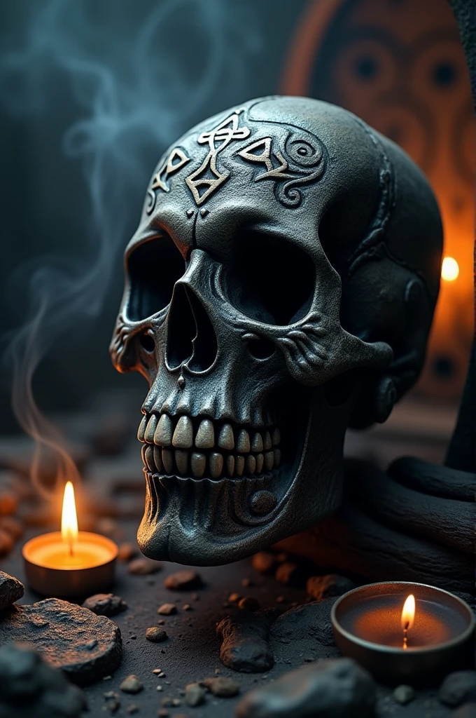 Skull with two bombs